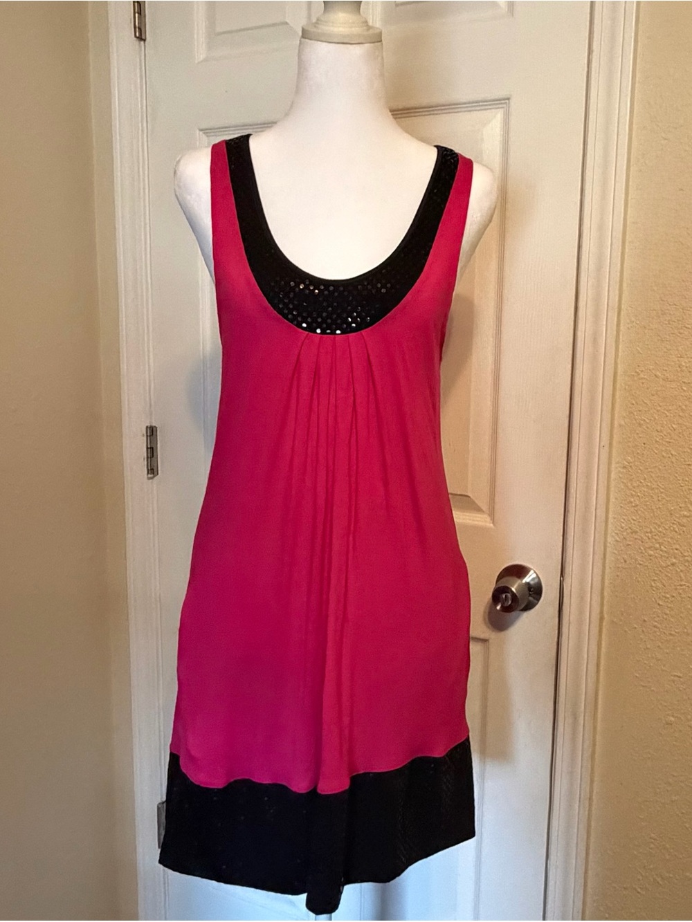 Y2K Express Pink & Black Sequin Mini Dress